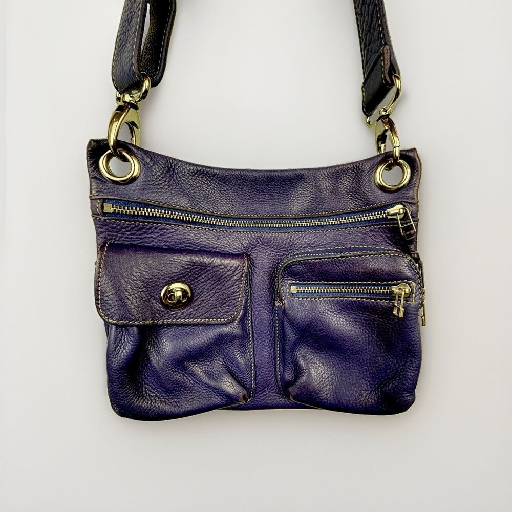 Y2K Roots Canada Leather Crossbody Shoulder Bag Limited Ed BLUE